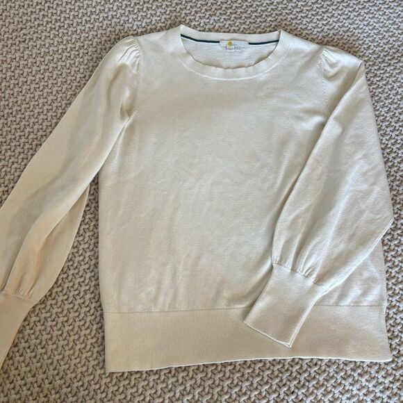 Pair of Boden Antonia Puff Sleeve Sweater Jumper Set of Two Black Cream Basics - Picture 9 of 15